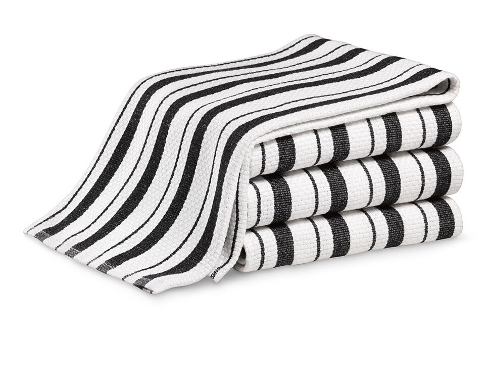 Williams Sonoma Striped Tea Towels, Set of 4, Jet Black Williams Sonoma AU